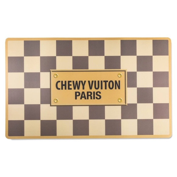 Checker Chewy Vuiton Pet Food Placemat - Picture 1 of 3